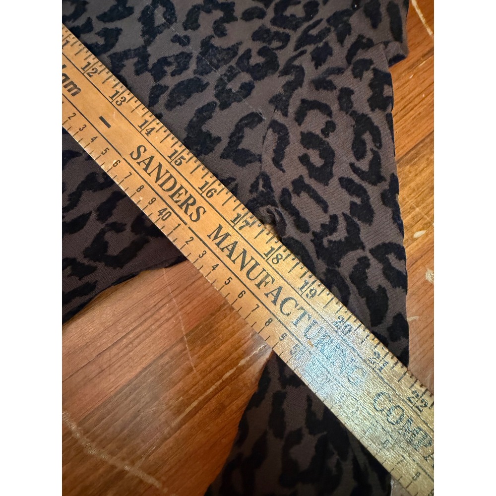 C. Wheels Vintage Leopard Print Mesh Long Sleeve Top Brown Black Medium USA - Picture 5 of 8